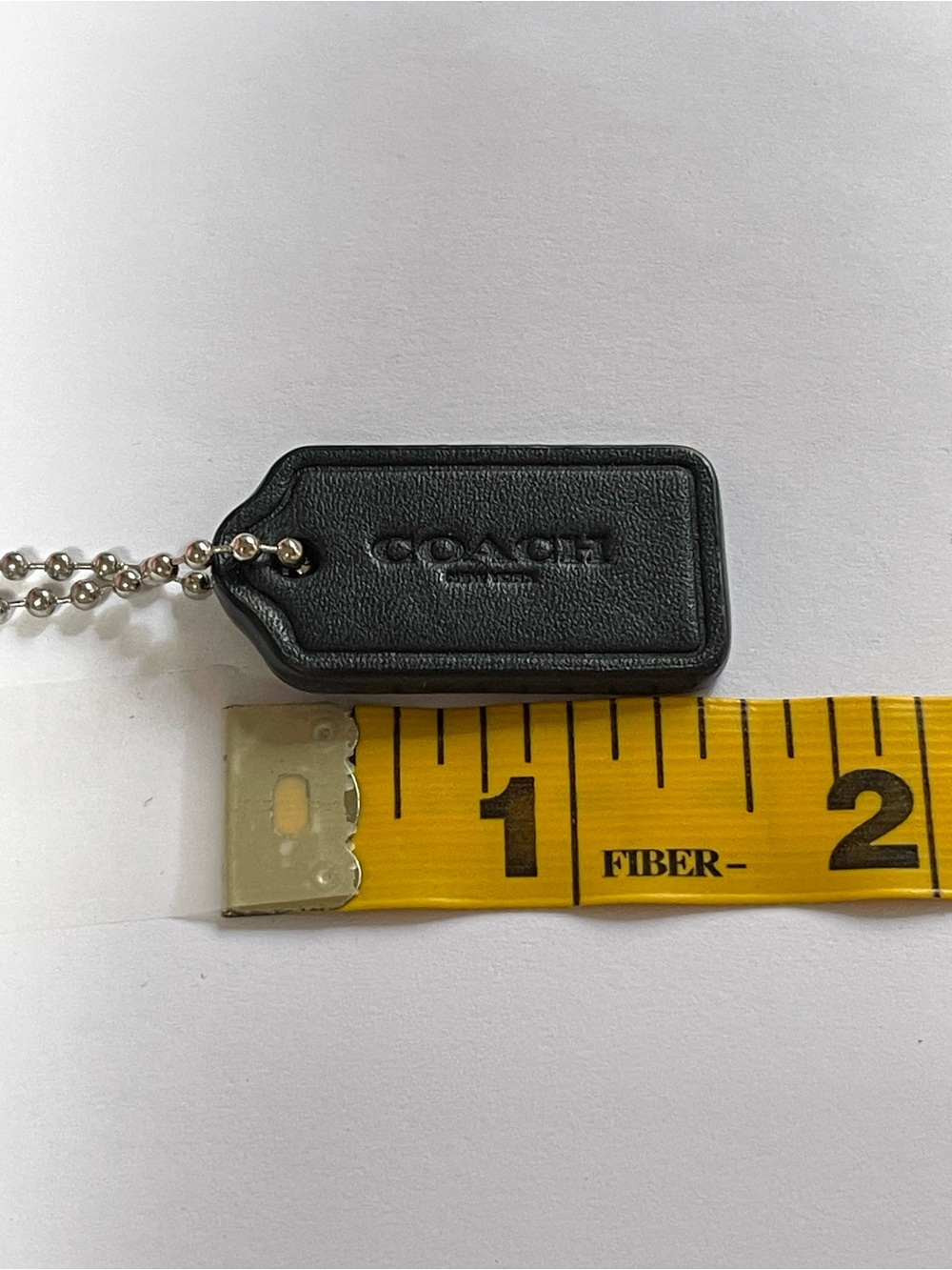 Coach Black Leather Hang Tag with Silver Ball Chain